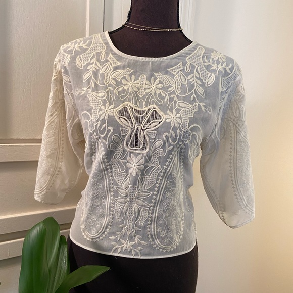 Vintage Lace Blouse | Cream Lace Blouse - Picture 1 of 6